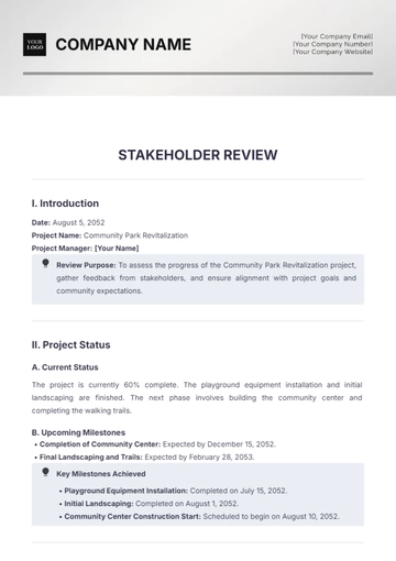 Free Stakeholder Review Template to Edit Online