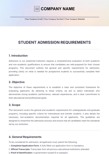 Free Student Admission Requirements Template to Edit Online