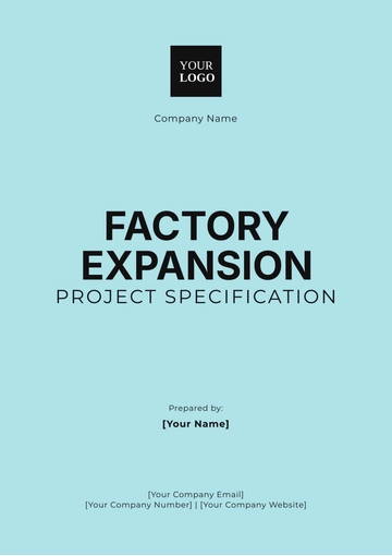 Free Factory Expansion Project Specification Template to Edit Online