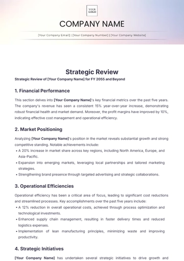 Free Strategic Review Template to Edit Online