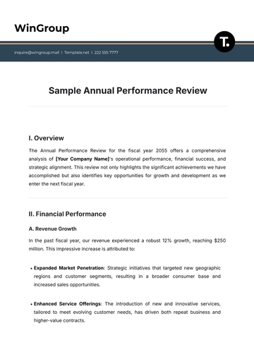Free Sample Annual Performance Review Template to Edit Online