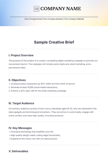Free Sample Creative Brief Template to Edit Online