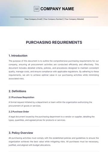 Free Purchasing Requirements Template to Edit Online