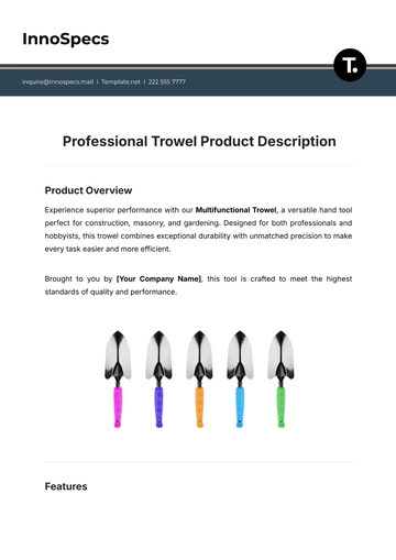 Free Professional Trowel Product Description Template to Edit Online