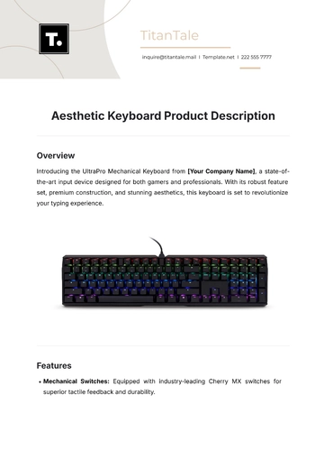 Free Aesthetic Keyboard Product Description Template to Edit Online