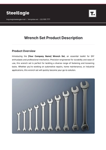 Free Sample Wrench Set Product Description Template to Edit Online