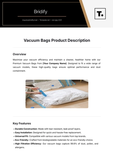 Free Vacuum Bags Product Description Template to Edit Online