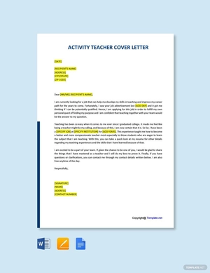 Activity Teacher Cover Letter