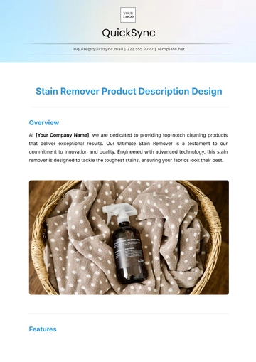 Free Stain Remover Product Description Design Template to Edit Online