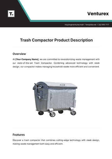 Free Trash Compactor Product Description Template to Edit Online