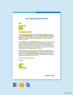 ASL Teacher Cover Letter