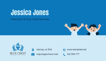 Free Preschool and Day Care Services Business Card Template to Edit Online