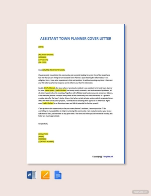 Assistant Town Planner Cover Letter