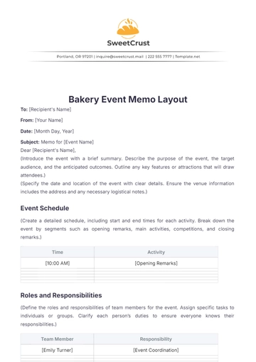 Free Bakery Event Memo Layout Template to Edit Online
