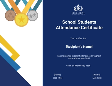 Free School Students Attendance Certificate Template to Edit Online