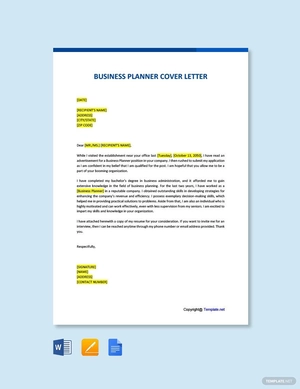 Business Planner Cover Letter