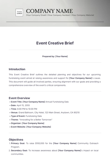 Free Event Creative Brief Template to Edit Online
