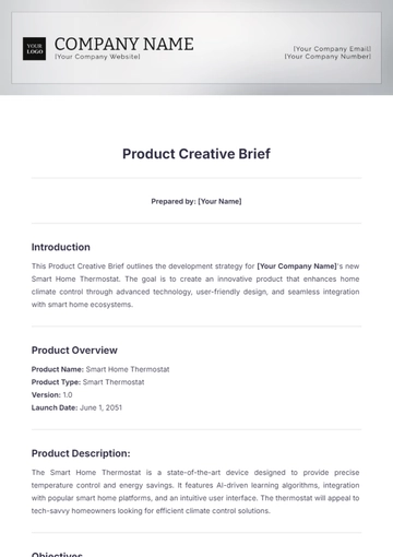 Free Product Creative Brief Template to Edit Online
