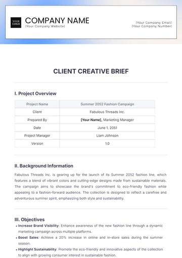 Free Client Creative Brief Template to Edit Online