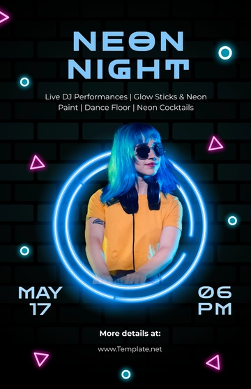 Free Neon Night Advertising Poster Template to Edit Online