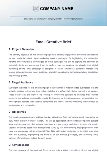 Free Email Creative Brief Template to Edit Online