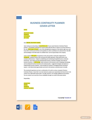 Business Continuity Planner Cover Letter