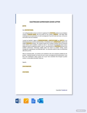 Electrician Supervisor Cover Letter