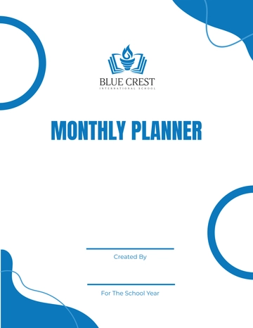 Free School Monthly Planner Template to Edit Online