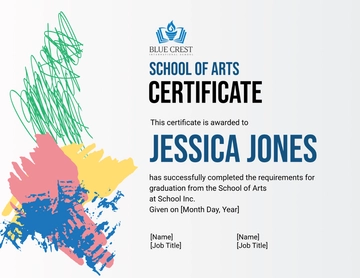 Free School of Arts Graduation Certificate Template to Edit Online