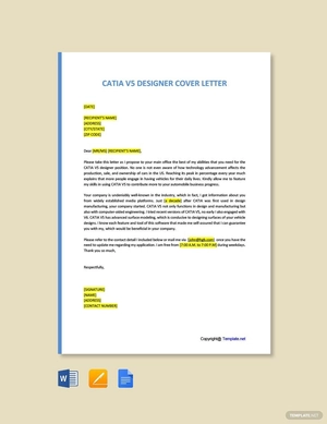 CATIA V5 Designer Cover Letter