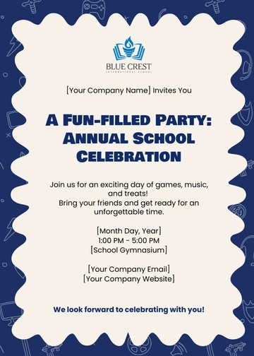 Free School Party Invitation Template to Edit Online