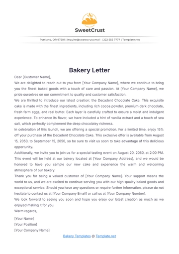 Free Bakery Letter Template to Edit Online