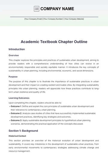 Free Academic Textbook Chapter Outline Template to Edit Online
