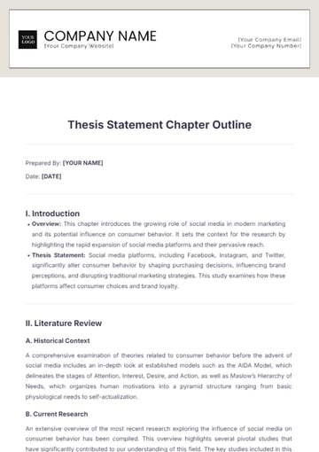 Free Thesis Statement Chapter Outline Template to Edit Online