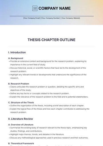 Free Thesis Chapter Outline Template to Edit Online