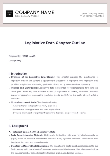Free Legislative Data Chapter Outline Template to Edit Online