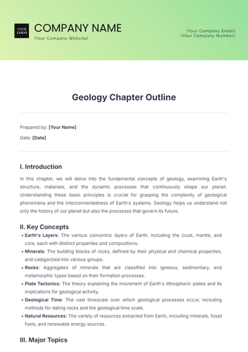 Free Geology Chapter Outline Template to Edit Online