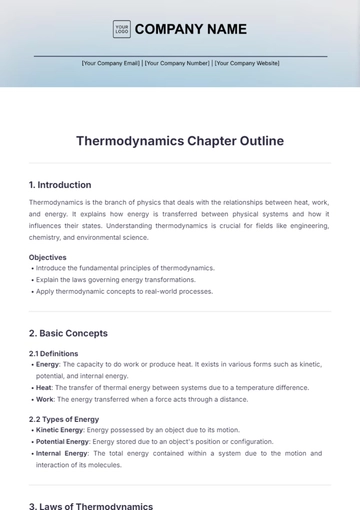 Free Thermodynamics Chapter Outline Template to Edit Online