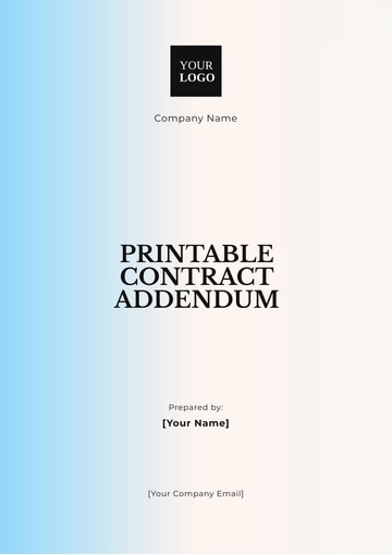 Free Printable Contract Addendum Template to Edit Online