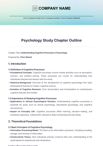 Free Psychology Study Chapter Outline Template to Edit Online