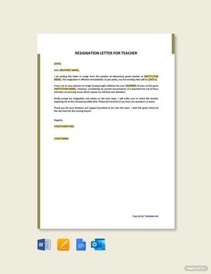 Resignation Letter for Teacher