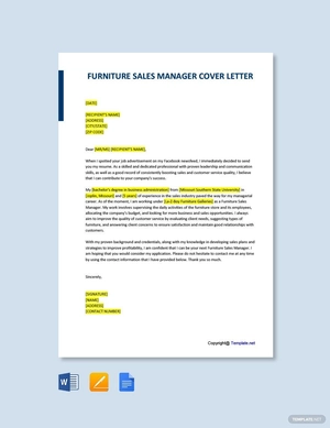 Furniture Sales Manager Cover Letter