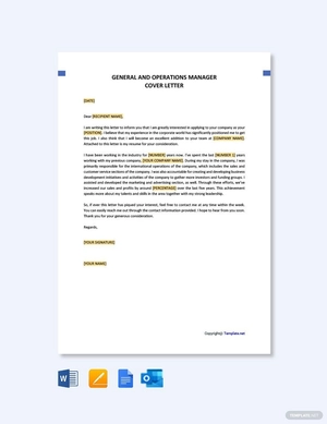 General and Operations Manager Cover Letter