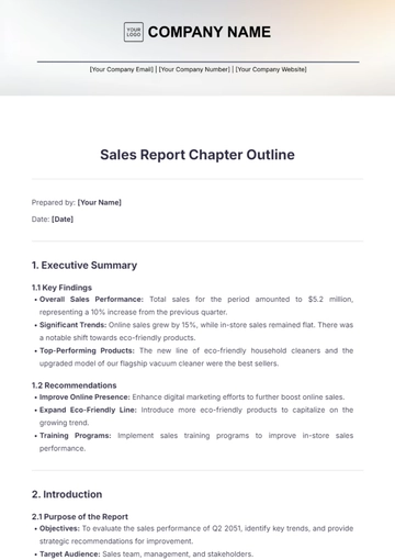 Free Sales Report Chapter Outline Template to Edit Online