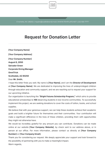 Free Request for Donation Letter Template to Edit Online