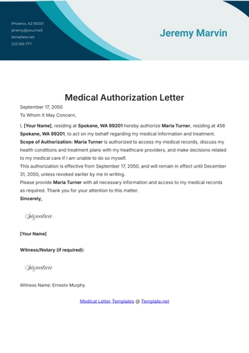 Free Medical Authorization Letter Template to Edit Online