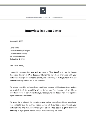 Free Interview Request Letter Template to Edit Online