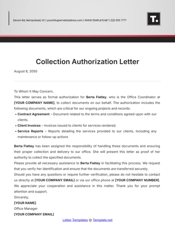Free Collection Authorization Letter Template to Edit Online