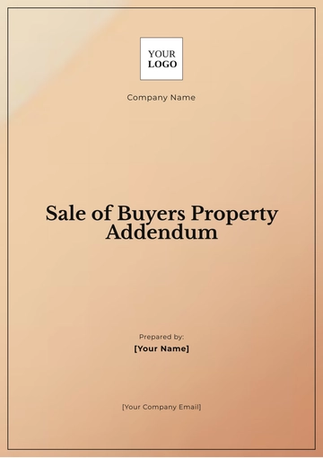 Free Sale of Buyers Property Addendum Template to Edit Online