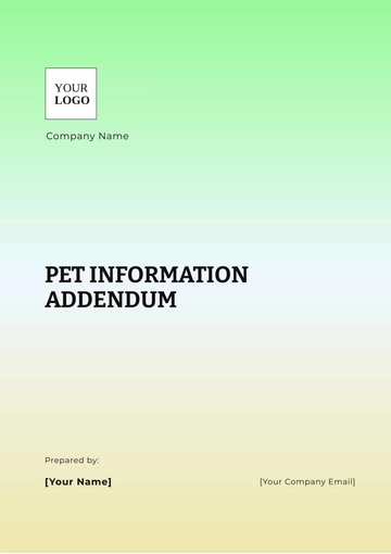 Free Pet Information Addendum Template to Edit Online